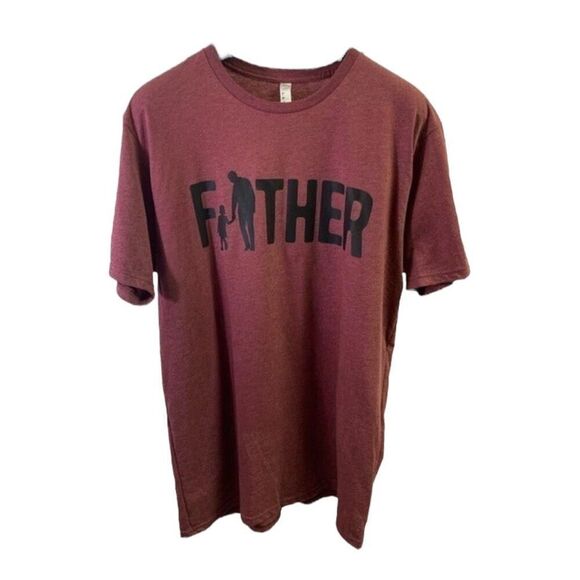 Live & Tell Apparel T-Shirt FATHER Spellout Gift Maroon Short Sleeves NEW Size L - Picture 1 of 5